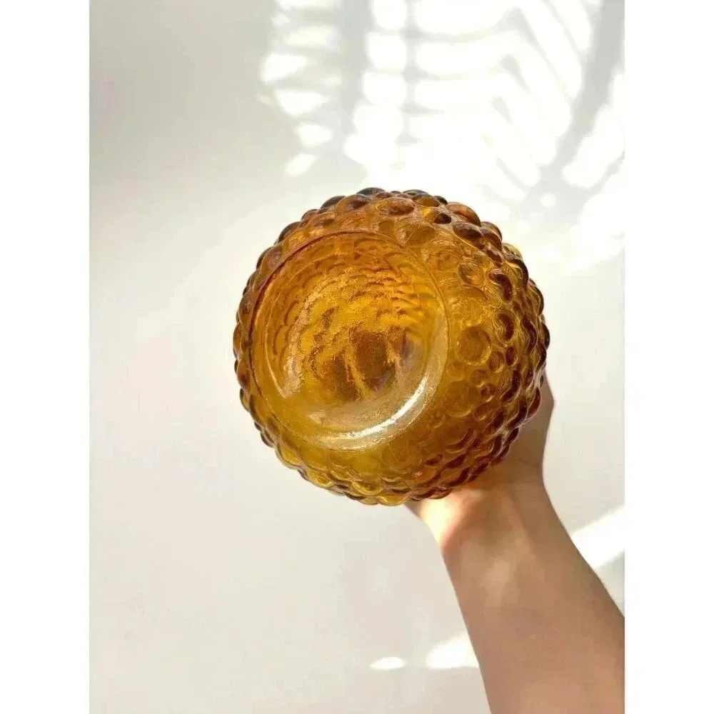 Vintage Amber Empoli Bubble Genie Decanter Bottle - Midcentury Modern